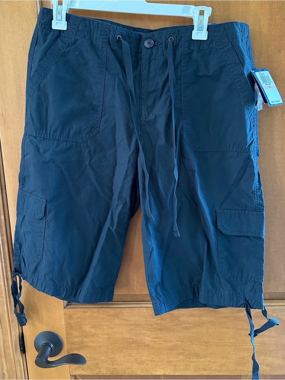 IZOD Women's Belted Utility Cargo Shorts Archova Gray Twill NWT New Plus Size 10